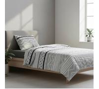 Housse de couette - UMBERTO RAVELLI - 140 x 200 cm - Blanc chiné - 1 taie d'oreiller - Lavable en machine