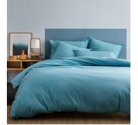 MATT & ROSE Housse de Couette 200x200 cm Unie Coton LAVÉ | 100% Coton Lavé | Oeko-TEX | Bleu Glacier