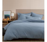 Housse de couette unie 100% Coton - MATT & ROSE - COTON LAVÉ - Bleu orage - 140x200 cm