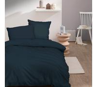 Housse De Couette Unie En Coton, Coton Lavé Bleu Nuit 240X220