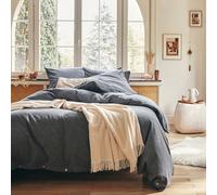 Housse de Couette Unie en Flanelle de Coton Chambray, Frisson, 200 x 200 cm, Essix