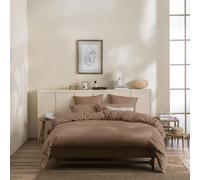 Housse de Couette Unie en Percale de Coton lavée, Delicate, 260 x 240 cm, ESSIX, Marron Foncé