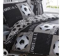 Shoot Parure de lit Housse de couette et taie d'oreiller Motif football Coton/polyester Gris Simple