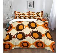 Housse de Couette UUZEAI Style Moderne du Milieu du siècle, 220 x 260 cm, Motif Abstrait Rond et Orange, Parure de lit avec 2 taies d'oreiller 50 x 75 cm
