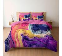 Housse de Couette Vibrant coloré Art Tourbillon 140 x 200 Rose, Réversible Parure de Lit Adulte Enfant 2 Personne en Microfibre Souple, Linge de Lit avec Fermeture éclair avec et Taie 65x65 cm