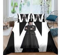 Housse De Couette Wednesday, Parure De Lit Addams Microfibre, Ensemble De Literie avec Fermeture À Glissière + Taies d'oreiller Double(200x200cm)