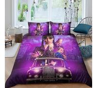 Housse De Couette Wednesday, Parure De Lit Addams Microfibre, Ensemble De Literie avec Fermeture À Glissière + Taies d'oreiller Double(200x200cm)
