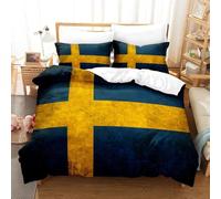 Housse De Couette X Cm Enfant Drapeau Su¿¿Dois Bleu Parure De Lit Personnes Avec Fermeture ¿¿Clair Doux Respirant Confortable Microfibre Housse De Couette Et Taie D'oreiller X Cm
