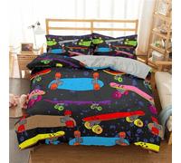 Housse De Couette X Cm Enfant Planche ¿¿ Roulettes Noire Parure De Lit Personnes Avec Fermeture ¿¿Clair Doux Respirant Confortable Microfibre Housse De Couette Et Taie D'oreiller X