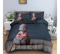 Housse De Couette X Cm Enfant Statue De Bouddha Gris Parure De Lit Personnes Avec Fermeture ¿¿Clair Doux Respirant Confortable Microfibre Housse De Couette Et Taie D'oreiller X Cm