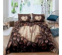 Housse De Couette X Grains De Caf¿¿, D Imprim¿¿E Microfibre Parure De Lit Grains De Caf¿¿ Housse De Couettes Personnes Avec X Taie D'oreiller X Cm