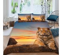 Housse De Couette X Tigre Du Bengale Coucher De Soleil Parure De Lit X Enfant Personne Garcon Et Fille D Imprim¿¿ Microfibre Literie Avec Fermeture ¿¿C