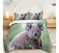 Housse De Couette X Vert, Koala Parure De Lit Personnes Microfibre Doux Respiran Housse Couette Avec Fermeture ¿¿Clair, Ensemble De Literie Avec Taie D'oreillers X Cm