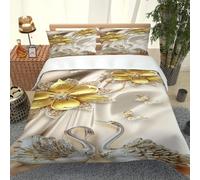 Housse De Couette Xcm Bebe D Imprim¿¿ Papillon Fleur D'or Pi¿¿Ces Parure De Lit En Microfibre, Parure De Couette Personnes Avec Fermeture ¿¿Clair Et Taies D'oreiller X Cm