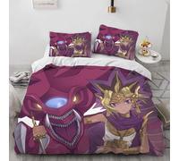 Housse De Couette Yu Gi King Card Game Blue Eyes Dragon Anime, Parure De Lit 3 Pieces En Microfibre Douce Lavée