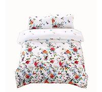 Housse de Couettes Jardin Fleur Parure de Lit 1/2 Personnes, Microfibre Ensemble de Literie avec Housses de Couette Taies d'oreillers Homme Femme (Blanc, 220_x_240cm)