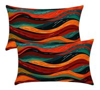 Housse de Coussin 20x30 cm Lot de 2 Housse Coussin Abstrait Décoratif Taie D'Oreiller Housses de Coussins Orange Decoration Maison Salon Chambre pour Canapé avec Fermeture Éclair Invisible -SC164