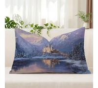 Housse de Coussin 25x45 cm en Velours Doux, Hiver Taie d'Oreiller avec Impression Double Face et Fermeture Éclair Invisible, Décoration Moderne pour Canapé, Salon et Chambre, Montagne enneigée, A*574