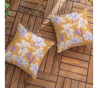 Housse de Coussin 30 x 30 cm Coussin Exterieur Impermeable, Lot de 2 Décorative en Lin Couleur Orange Housses de Coussins, Lis Coussins Décoratifs pour Meuble de Jardin Patio Balcon Canapé L-L50