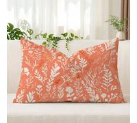 Housse de Coussin 30 x 50 cm en Velours Doux, Orange Taie d'Oreiller avec Impression Double Face et Fermeture Éclair Invisible, Décoration Moderne pour Canapé, Salon et Chambre, Feuille, 1 Pièce,A*484