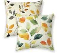 Housse de Coussin 30x30 cm Beige Velours Coussin Decoratif Canape Feuille Taies d'oreillers Lot de 2, avec Fermeture Eclair Dissimulée pour Interieur Salon Canapé et Salon de Jardin Exterieur lj-189