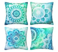 Housse de Coussin 30x30 cm Lot de 4 Vert Coussins Décoratifs Canape en Velours Housses de Coussin Boho Taies D'Oreillers Carrées Decoration Maison Salon Chambre pour Canapé Home Decor - LI232