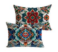 Housse de Coussin 30x50cm Coloré Exterieur Résistant à L'eau Lot de 2 en Lin Canapé Taie D'oreiller Décoratif Taie pour Voiture Salon Chambre Jardin Maison Hiver Printemps Décor Cadeaux Mandala Y-P324