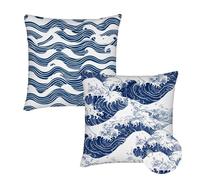 Housse de Coussin 35x35 cm Housse Coussin Japon Set de 2 Océan Decoration Maison Exterieur Impermeable Taie Oreiller, Lin Taie D'Oreiller Double Face À Motif Pour Maison Chambre Décoration qq-616