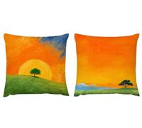 Housse de Coussin 35x35 Couleur Orange Housse Coussin Lot de 2 Lin Coussin Decoratif, Les Plantes Taies D'oreillers Coussin Exterieur Decoration Automne avec Fermeture Eclair,Salon Patio zj-801