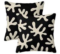 Housse de Coussin 35x35 Noir Lot de 2, Housse Coussin Exterieur Impermeable, Carré Corail Taies D'oreillers Lin, Impermeable Taies D'oreillers pour Balcon Jardin Decoration Salon, Cadeau Femme -1810
