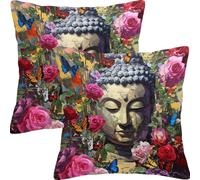 Housse de Coussin 35x35cm Coussin Canape Statue De Pierre De Papillon Lot de 2 Velours Décoratif Taie d'oreiller Carré Housse Coussins, pour Canapé Lit et Salon Décoration Oreiller L4JT-313
