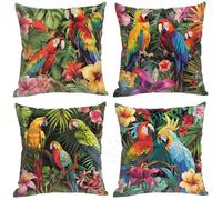 Housse de Coussin 40 x 40 Lot de 4 Housse Coussin Couleur Motif Perroquet Housses de Coussin Decoration Maison Moderne Soft Taie d'oreiller pour Canapé Housse de Coussin pour Chambre Chaise Jardin S-7