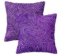 Housse de Coussin 40 x 40 Violet Lot de 2, Housse Coussin Exterieur Impermeable, Carré Abstrait Taies D'oreillers Lin, Impermeable Taies D'oreillers pour Jardin Decoration Salon, Cadeau Femme -1958