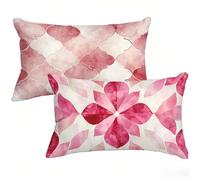 Housse de Coussin 40 x 70 cm Lot de 2, Abstrait Exterieur Impermeable Housse Coussin, Velours Taie Oreiller Rectangulaire, Rose Decoratif Taie D'oreiller pour Decoration Maison Canapé Jardin T0-480