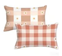 Housse de Coussin 40 x 70 cm Lot de 2, Fleur Exterieur Impermeable Housse Coussin, Velours Taie Oreiller Rectangulaire, Treillis Decoratif Taie D'oreiller pour Decoration Maison Canapé Jardin T0-438