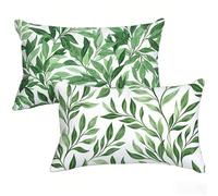 Housse de Coussin 40 x 70 cm Lot de 2, Vert Exterieur Impermeable Housse Coussin, Velours Taie Oreiller Rectangulaire, Feuille Decoratif Taie D'oreiller pour Decoration Maison Canapé Jardin T0-462
