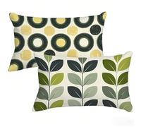 Housse de Coussin 40 x 70 cm Lot de 2, Vert Exterieur Impermeable Housse Coussin, Velours Taie Oreiller Rectangulaire, Abstrait Decoratif Taie D'oreiller pour Decoration Maison Canapé Jardin T0-436