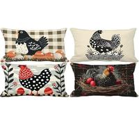 Housse de Coussin 40 x 70 Lot de 4 Noir et blanc Coussin Exterieur Doux Taie d'oreiller Animal Motif Rectangulaire Cushion Covers pour Canape Decoration Salon Maison Exterieur Jardin Terrasse 0z-303