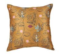 Housse de Coussin 40x40 cm Visage Moutarde