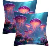 Housse de Coussin 40x40cm Coussin Canape MéDuse RêVe Lot de 2 Velours Décoratif Taie d'oreiller Moderne Decoration Carré Housse Coussins, pour Canapé Lit et Salon Décoration Oreiller L4JT-834