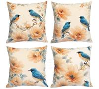 Housse de Coussin 40x40cm, Lot de 4 Housse Coussin Vert Coussins Canapé en Doux Taies d'oreillers Oiseau Coussins Décoratifs, Oreiller Canapé avec Fermeture éclair Invisible, Decoration Chambre M1-19