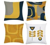 Housse de Coussin 40x40cm Nordic Geometry Taie d'oreiller Carré en Exterieur Impermeable doux Double face Protecteurs de Coussin Jaune, pour Patio Jardin Salon Chambre Décoration 4 Pièces D-3862