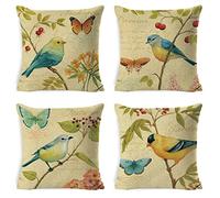 Housse de Coussin 40x40cm OISEAU PAPILLON Motif Velours Double Face Coussin Aesthetic pour Chambre Housse Coussin Exterieur Lmperméable pour Canapé Maison Salon Chambre Décoration Cadeau 4 pièces a677