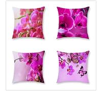 Housse de Coussin 40x40cm ORCHIDÉE VIOLET Motif Velours Double Face Coussin Aesthetic pour Chambre Housse Coussin Exterieur Lmperméable pour Canapé Maison Salon Chambre Décoration Cadeau 4 pièces a71