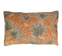Housse de coussin 40x60 cm lin lavé motif végétal PALAWAN Terracotta