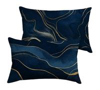 Housse de Coussin 40x60cm Marine Exterieur Résistant à L'eau Lot de 2 en Velours Canapé Taie D'oreiller Décoratif Taie, Voiture Salon Chambre Jardin Maison Hiver Printemps Décor Cadeaux Bande Y-P782