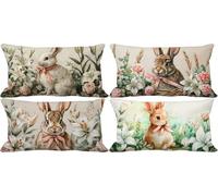Housse de Coussin 40x70 Animal Housse Coussin Exterieur Impermeable Doux Lot de 4 Lapin Rectangle Taie d'oreiller avec Fermeture Eclair pour Decoration Salon Maison Chambre Jardin Terrasse z-1870f