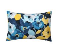 Housse de Coussin 40x70 en Velours, Lot de 2 Housse de Coussin Plantes Coussin Decoratif Canape Taie d'oreiller Doux Housse Coussin Fleur Bleue pour Canapé Salon Chambre Chaise 40 x 70 cm -TER142