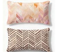 Housse de Coussin 40x70cm Lot de 2 Coussin Couleur Taie Oreiller Rectangulaire Bande,Velours Fermeture Eclair Invisible Taie d'oreiller pour Hiver Automne Maison Chaise Lit Chambre Décoration O-202U