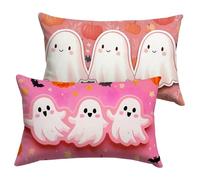 Housse de Coussin 40x70cm Rose Exterieur Résistant à L'eau Lot de 2 en Velours Canapé Taie D'oreiller Décoratif Taie, Voiture Salon Chambre Jardin Maison Hiver Printemps Décor Cadeaux Fantôme Y-P1120